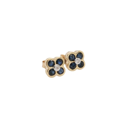 0.74ct Sapphire & 0.02ct Diamond Stud Earrings 9ct Gold 1.5g
