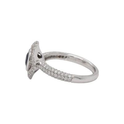 0.80ct Sapphire & 1.05ct Diamond Halo/Solitaire Ring -18ct White Gold 5.43g