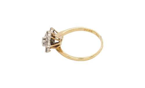 0.75ct Natural Diamond & 18ct Gold Double Daisy Ring 3.8g