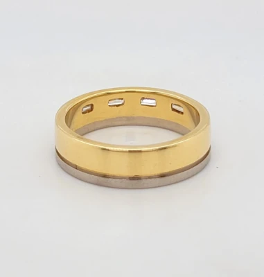 0.32ct Natural Diamond & 18ct Yellow & White Gold Eternity/Wedding Band 6.1g