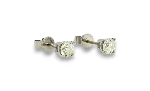 1.00ct Natural Diamond & 18ct White Gold Solitaire Stud Earrings 1.58g