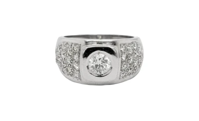 1.30ct Natural Diamond & 18ct White Gold Dress Ring 9.74g