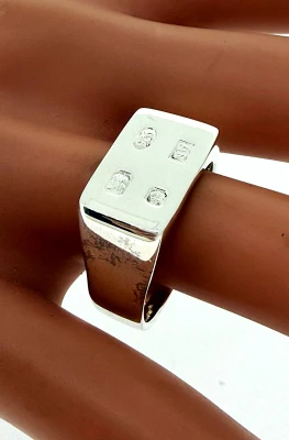 Sterling Silver Rectangular Stretched Hallmark Signet Ring 8.7g