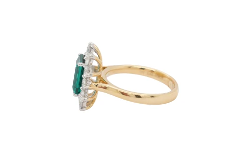 3.78ct Lab Grown Emerald/Diamond Dress Ring -9ct Gold 5.19g