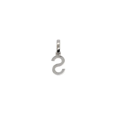 0.10ct Natural Diamond & 9ct White Gold Initial S Pendant - (15.0 x 5.6mm) 16/18 Inch - 1.5g