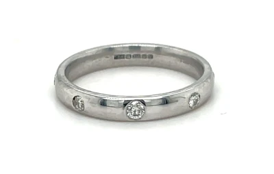 0.24ct Diamond & 9ct White Gold 3mm Wedding Band 2.6g