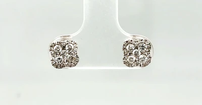 0.50ct Diamond & 18ct White Gold Clover Stud Earrings 1.6g