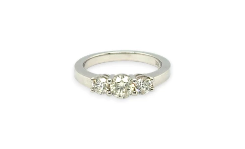 1.00ct Natural Diamond & 18ct White Gold Trilogy Ring 4.7g