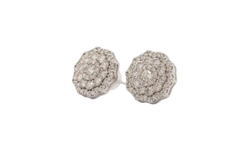 1.00ct Natural Diamond & Platinum 11mm Fancy Flower Stud Earrings 1.9g