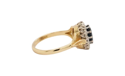 1.70ct Natural Sapphire & Diamond Cluster Ring 18ct Gold 4.86g