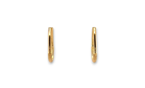 9ct Gold Pear Shape -Half Mesh Hoop Earrings (33 x 2.5mm) 1.8g