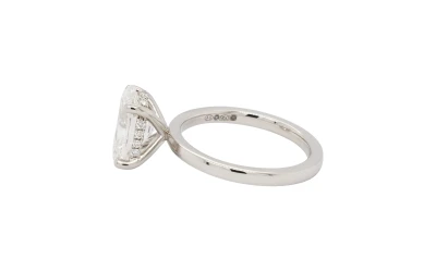 3.17ct Lab Grown Diamond & Platinum Solitaire Ring (Hidden Halo) 6.65g