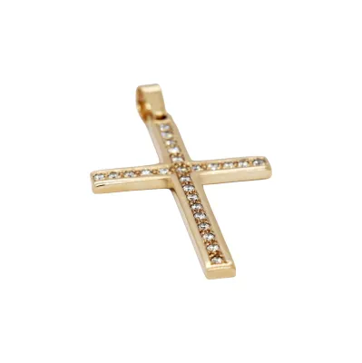 0.50ct Natural Diamond & 9ct Gold Cross Pendant ( 50mm x 27.5 x 2.1mm) 5.8g