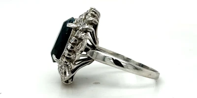 3.00ct Sapphire & 1.25ct Diamond Large Dress Ring-18ct White Gold 8.2g