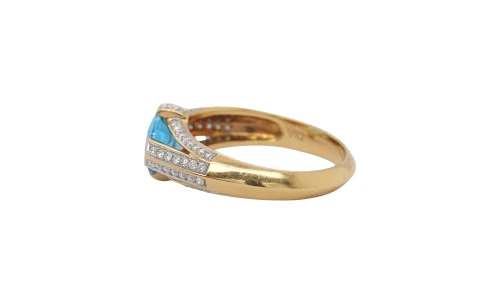 1.50ct Topaz & 0.35ct Diamond Dress Ring-18ct Gold 4.58g