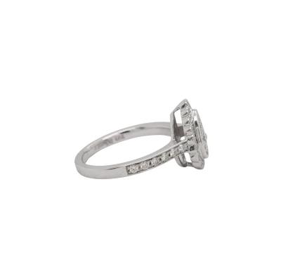 0.67ct Natural Diamond Halo Cluster Ring- 18ct White Gold 4.74g