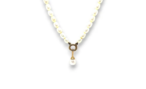 Fresh Water Pearl & 9ct Yellow Gold Necklace 17Inch 17.25g