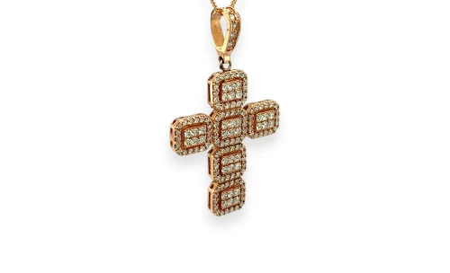 2.57ct Natural Diamond & 14ct Rose Gold Cross Pendant (53.0 x 32.0 x 3.8mm) 12.27g