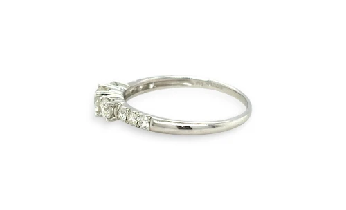 0.75ct Natural Diamond & 18ct White Gold Trilogy Ring 2.15g