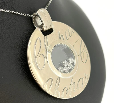 0.50ct Diamond & 18ct White Gold CHOPARD Pendant 28.9g