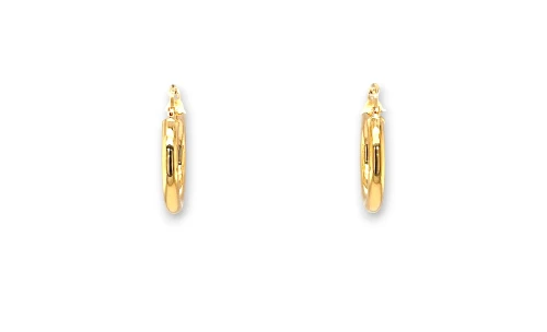 9ct Gold 21mm Round Tube Hoop Earrings 1.2g