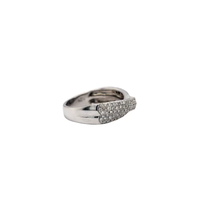 1.00ct Diamond & 18ct White Gold Cross Over Band/Dress Ring 5.5g