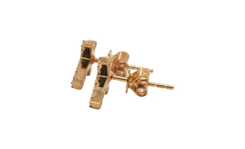 0.15ct Natural Diamond & 9ct Gold Cross Earrings 1.3g