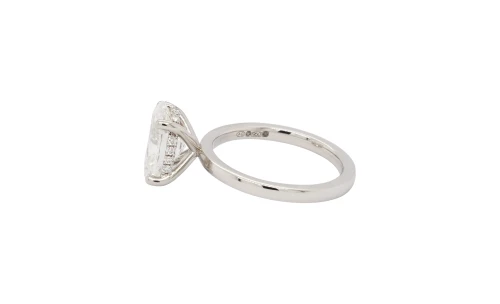 3.17ct Lab Grown Diamond & Platinum Solitaire Ring (Hidden Halo) 6.65g