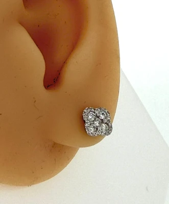 0.50ct Diamond & 18ct White Gold Clover Stud Earrings 1.6g