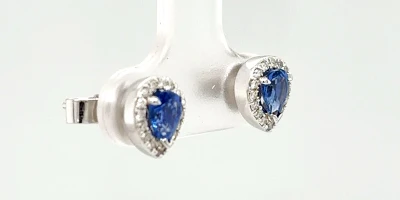 0.66ct Tanzanite & 0.16ct Diamond Stud Earrings 18ct White Gold 2.6g