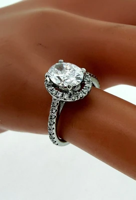 1.30ct Lab Grown Diamond & Platinum Halo Solitaire Ring 3.6g
