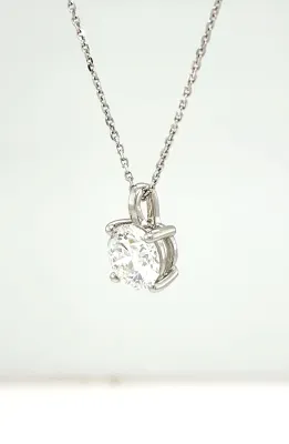 1.50ct Lag Grown Diamond & 9ct White Gold Solitaire Pendant 16/18 Inch
