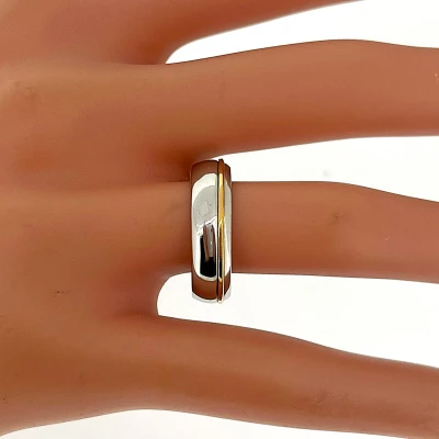 Platinum & 18ct Gold 5.8mm Courted Wedding Band -9.8g