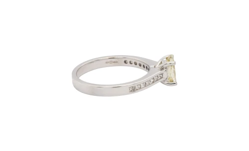 0.99ct Natural Yellow/White Diamond & 18ct White Gold Solitaire Ring 3.3g