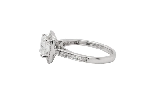 1.31ct Natural Diamond & 18ct White Gold Halo/Solitaire Ring 3.44g