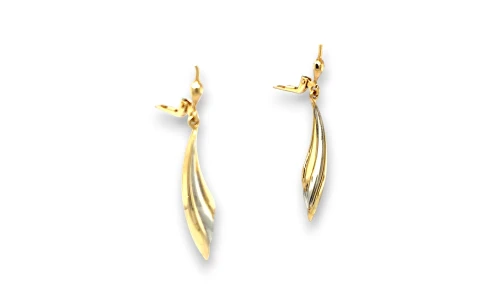 9ct Yellow & White Gold Fancy Drop Earrings (46.00 x 7.1mm) 2.0g