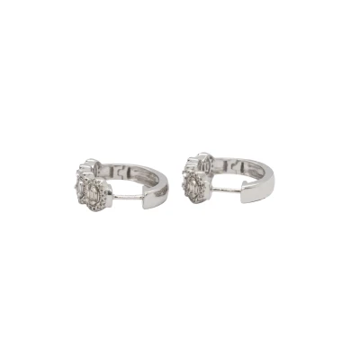 0.90ct Natural Diamond & 9ct White Gold Hoop Earrings ( 19.00 x 6.5mm) 5.0g