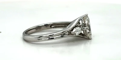 1.39ct Marquise Diamond & 18ct White Gold Solitaire/Trilogy Ring 4.2g