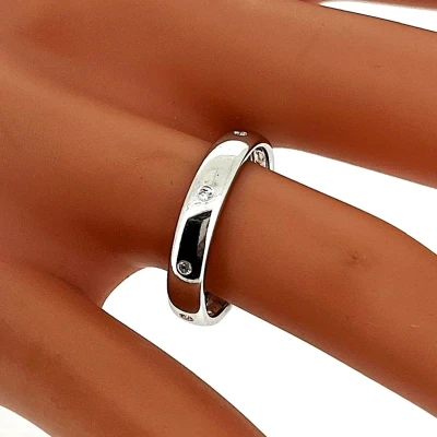 0.08ct Natural Diamond & 18ct White Gold 4mm Court Wedding Band 2.4g