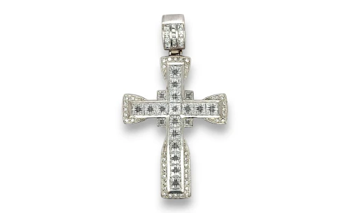 EXTRA LARGE Solid Silver & CZ Cross Pendant (91.0 x 52.5 x 7.0mm) 50.67g