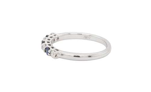 0.43ct Natural Sapphire & Diamond 2.5mm Eternity/Wedding Ring 18ct White Gold 2.6g