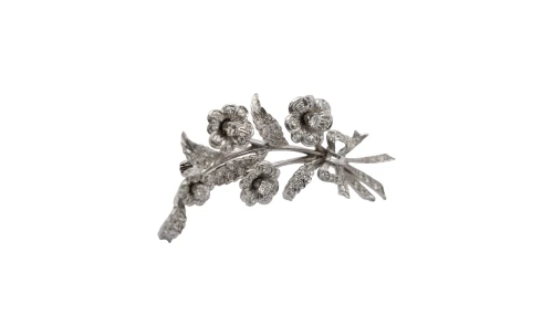 1.20ct Natural Diamond & 18ct White Gold Flower Brooch 13.45g