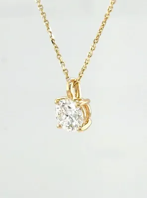 1.00ct Lab Grown Diamond & 9ct Gold Solitaire Pendant 16/18 Inch