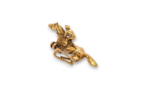 9ct Gold Race Horse/Jockey Brooch ( 21.4 x 36.5mm) 9.68g