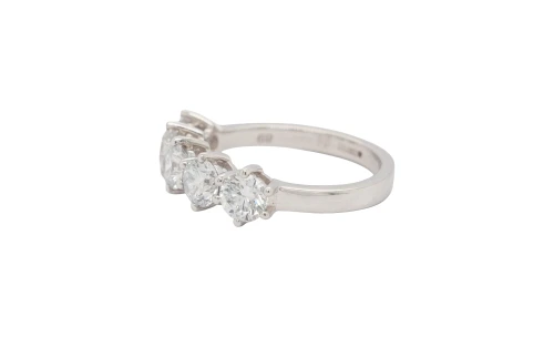 2.01ct Platinum & 5 Stone Lab Grown Diamond Ring 5.9g Size: M