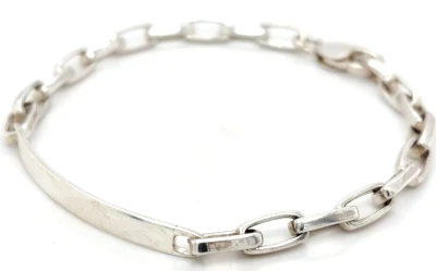 Solid Sterling Silver 5.2mm Identity Bracelet 16.8g ( Upto 9 Inch)