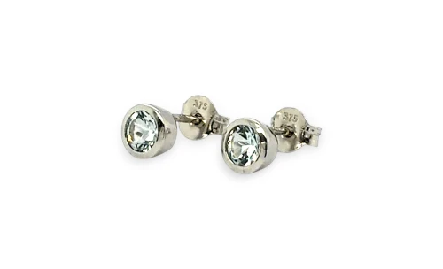 0.56ct Aquamarine & 9ct White Gold Stud Earrings 1.0g