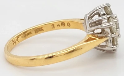 1.00ct Diamond & 18ct Gold Cluster Ring 3.6g Size M