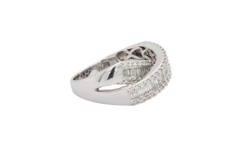 1.41ct Natural Diamond & 18ct White Gold 15mm Cross Over Dress Ring 11.6g