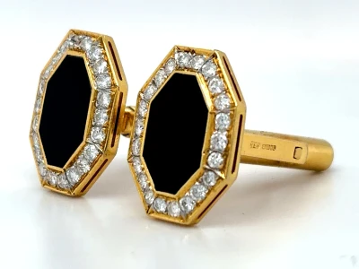 1.00ct Diamond & Onyx Cufflinks -18ct Gold 10g